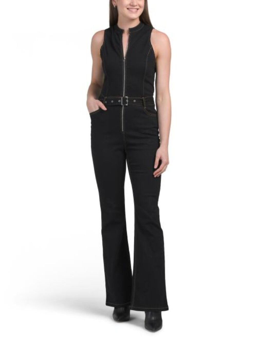 EDIT BY NINE Zip Up Flare Jumpsuit